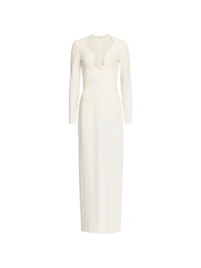 Elie Saab Loing-sleeve Maxi Dress In White