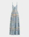 Elie Saab Sequined Tulle Maxi Dress In Cerulean Blue