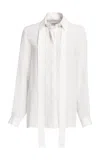 Elie Saab Long Silk Georgette Shirt In White