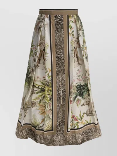 ELIE SAAB LONG SKIRT WITH ANIMAL AND FLORAL PRINT