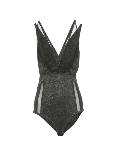 Pre-owned Elie Saab Lurex Tulle-trim Bodysuit In Black