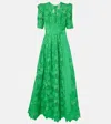 Elie Saab Macramé Belted Gown In Green