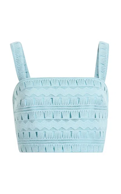 Elie Saab Macrame Crop Top In Blue