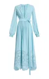 Elie Saab Macrame Embroidered Double Georgette Midi Dress