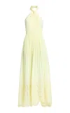 Elie Saab Macrame Embroidered Double Georgette Midi Dress