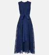 Elie Saab Bow-detail Macramé Midi Dress In Moody Blue