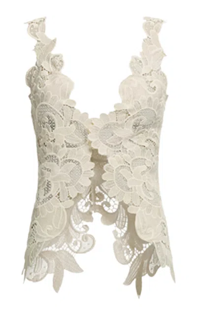 Elie Saab Macrame Lace Top In White