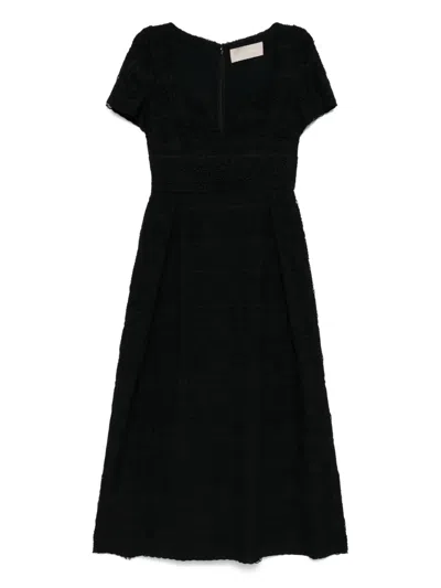 Elie Saab Macramé Midi Dress In Black
