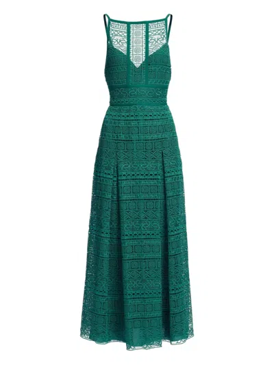 Elie Saab Macramé Midi Dress In Green
