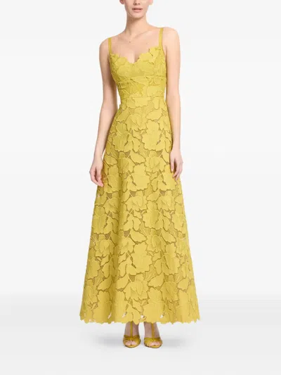 Elie Saab Macramé Midi Dress In Green