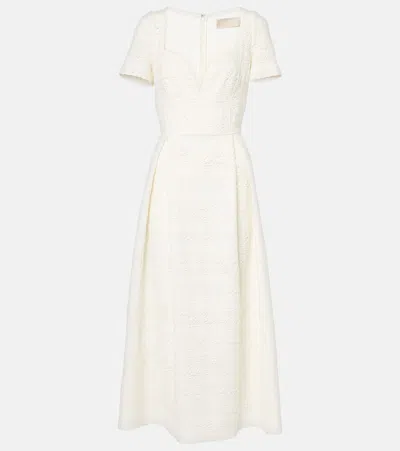 Elie Saab Macramé Midi Dress In White