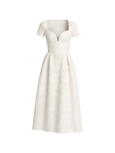 Elie Saab Macramé Midi Dress In White