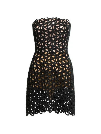 Elie Saab Macramé Mini Dress In Black