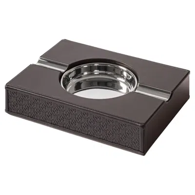 Pre-owned Elie Saab Maison Monogram Ashtray By Giobagnara In Leather & Polished Palladium In Black