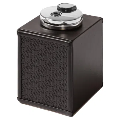 Pre-owned Elie Saab Maison Monogram Lighter By Giobagnara In Leather & Polished Palladium In Black