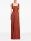 Elie Saab Marchesa Crochet Maxi Dress In Brown