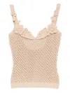 Elie Saab Floral Embroidered Mesh Top In Brown