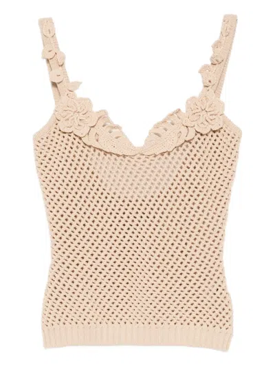 ELIE SAAB MESH-EMBELLISHED TOP