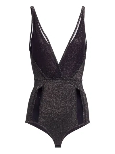 Elie Saab Metallic Knitted Body In Black