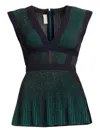 Elie Saab Metallic Top In Green