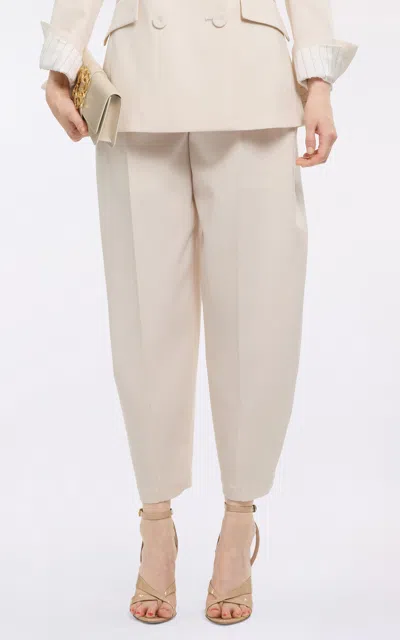 Elie Saab Mid-rise Pleated Pegged Pants In White