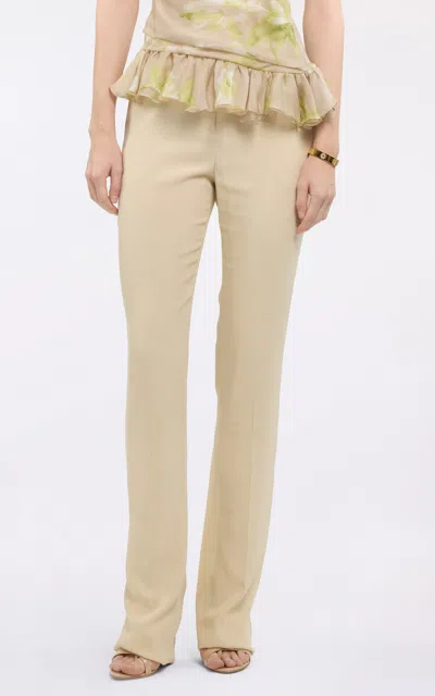 Elie Saab Mid-rise Straight-leg Envers Silk Pants In Brown