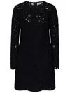 Elie Saab Floral-macramé Weaved Minidress In Black