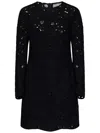 Elie Saab Floral-macramé Weaved Minidress In Black