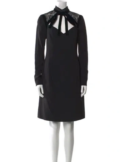 Pre-owned Elie Saab Mock Neck Knee-length Dress In Black