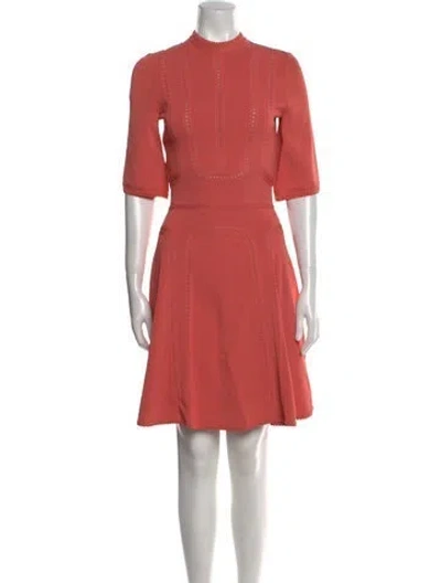 Pre-owned Elie Saab Mock Neck Knee-length Dress In Orange