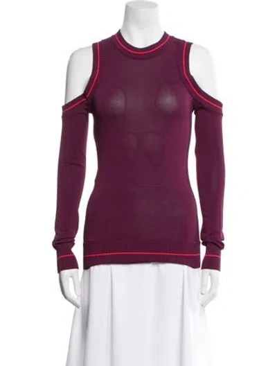 Pre-owned Elie Saab Mock Neck Long Sleeve Sweatshirt In Purple