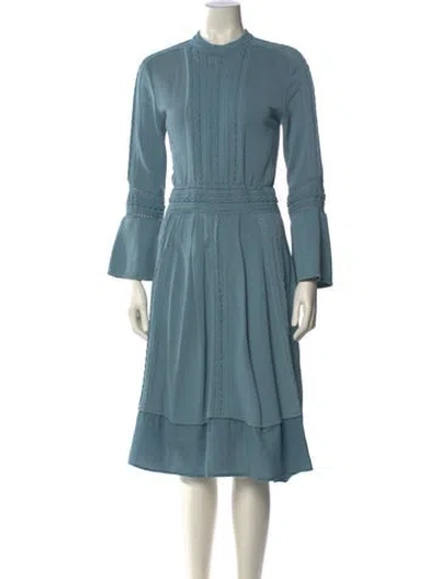 Pre-owned Elie Saab Mock Neck Midi Length Dress In Blue