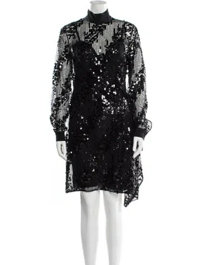 Pre-owned Elie Saab Mock Neck Mini Dress In Black