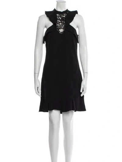 Pre-owned Elie Saab Mock Neck Mini Dress In Black