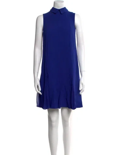 Pre-owned Elie Saab Mock Neck Mini Dress In Blue