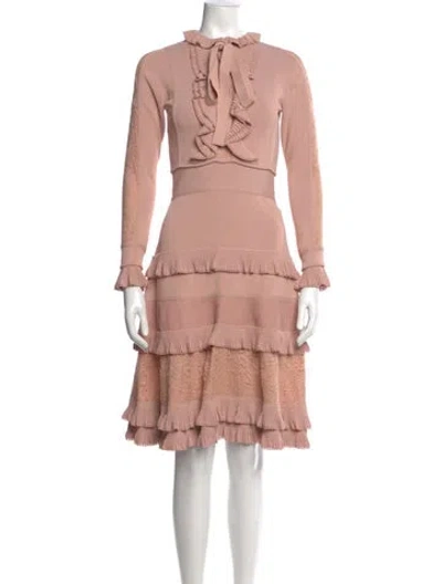 Pre-owned Elie Saab Mock Neck Mini Dress In Pink
