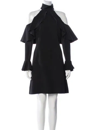 Pre-owned Elie Saab Mock Neck Mini Dress W/ Tags In Black