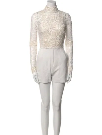 Pre-owned Elie Saab Mock Neck Romper In Neutral