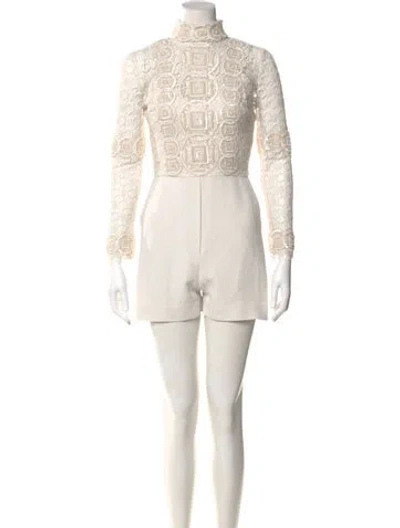 Pre-owned Elie Saab Mock Neck Romper In Neutral