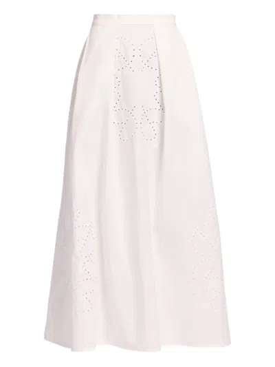 Elie Saab Monogram-embroidered Skirt In White