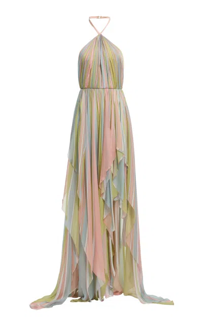 Elie Saab Multicolored Chiffon Maxi Dress