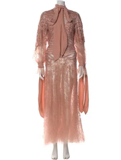 Pre-owned Elie Saab Nylon Long Dress In Pink