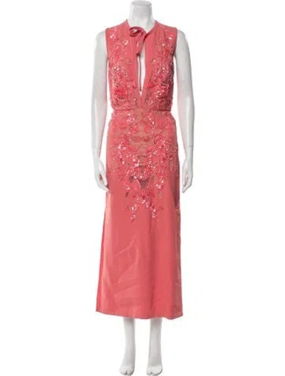 Pre-owned Elie Saab Nylon Long Dress In Pink