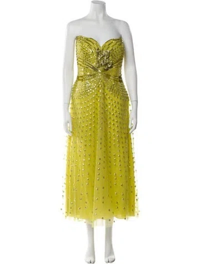 Pre-owned Elie Saab Nylon Midi Length Dress In Green