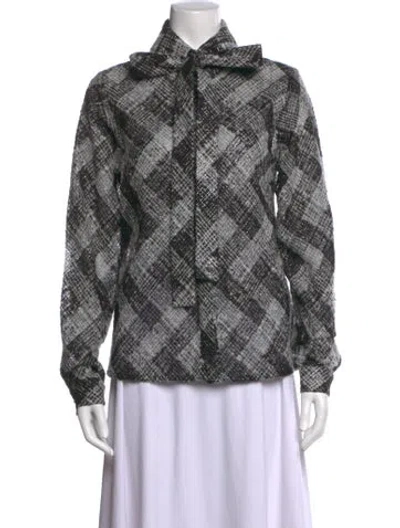 Pre-owned Elie Saab Nylon Plaid Print Top In Multi