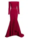 Elie Saab Off-shoulder Belted Maxi Dress In Red