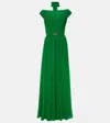 Shop Elie Saab Off-shoulder Silk Gown In Green