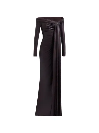 Elie Saab Off-the-shoulder Draped Maxi Dress In Black