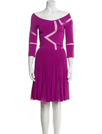 Pre-owned Elie Saab Off-the-shoulder Mini Dress In Purple