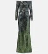 Elie Saab Ombré Sequined Silk-blend Gown In Green